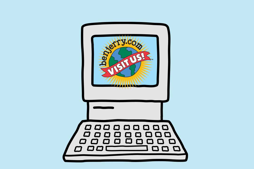 คอมพิวเตอร์ที่มีหน้าจอเขียนว่า “แวะเยี่ยมชมเรา”