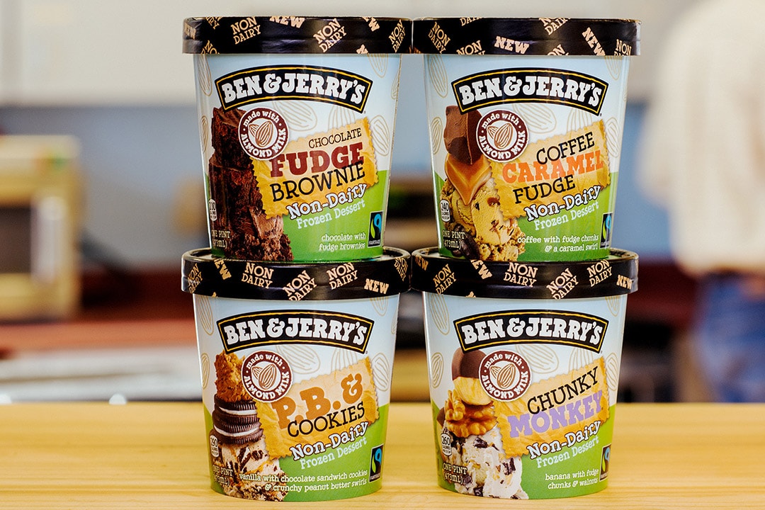 ไอศกรีมที่ไม่มีส่วนผสมของนมวัว Ben & Jerry's 4 ถ้วยไอศกรีม