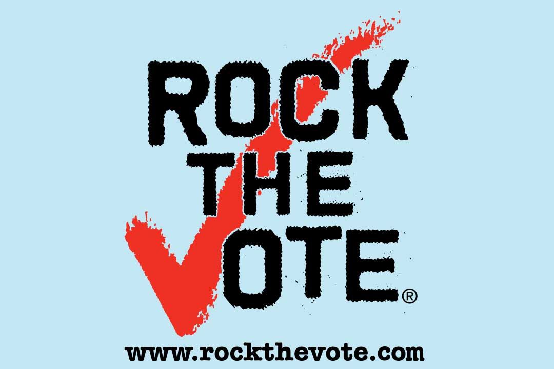 ลงชื่อกับ Rock the Vote และเครื่องหมายถูกสีแดง