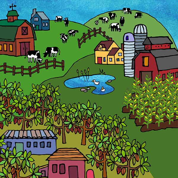 ไอคอนเกษตรกรและคนงานในฟาร์มเจริญรุ่งเรือง